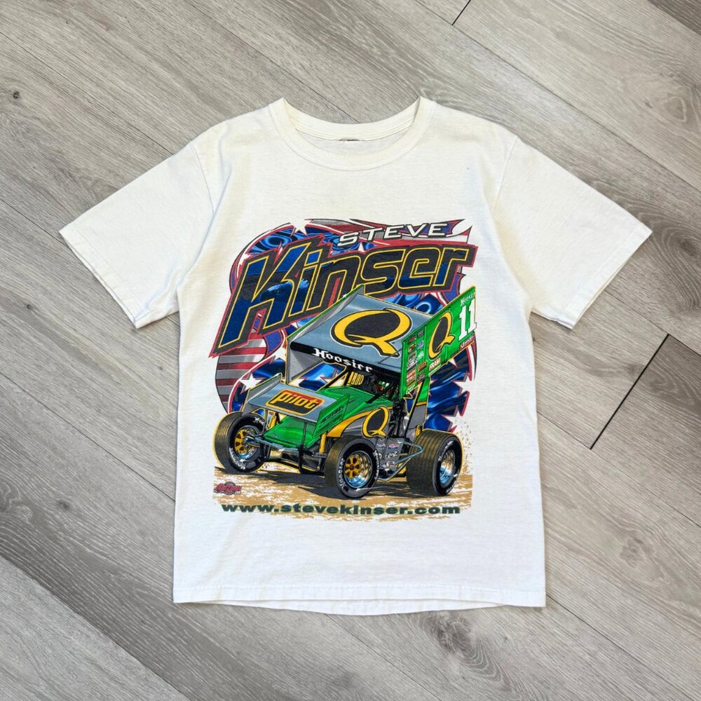 Rare Signed Steve Kinser The King Sprint Car Racing Men's White T-Shirt - Small